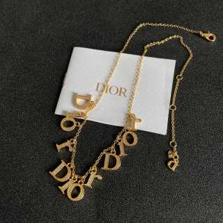 Dior CD Letter Charm Gold Chain Necklace