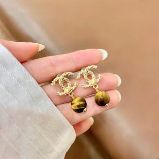 CHANEL Amber Pearl CC Drop Earrings
