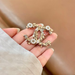 CHANEL Garden Pearl CC Floral Brooch