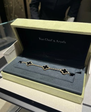 Van Cleef & Arpels Black Onyx Alhambra 5-Motif Bracelet