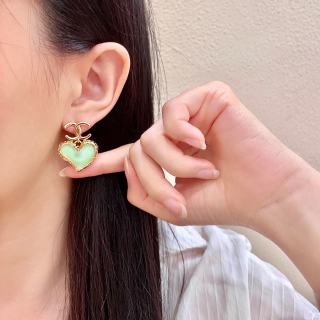 CHANEL Pearl Heart CC Charm Drop Earrings