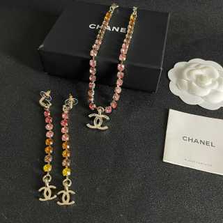 CHANEL Rosé Crystal Charm Necklace