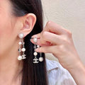 CHANEL Pearl Cascade CC Drop Earrings