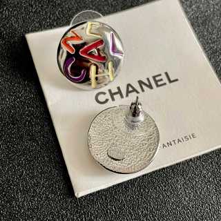 Chanel Colorful Letter Disc Stud Earrings