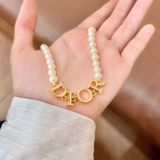 Dior Seraphina Pearl Letter Choker Necklace