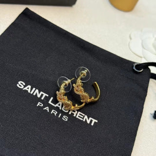 YSL Crystal Cassandre Butterfly Stud Earrings