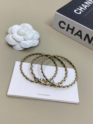 CHANEL Mirevane Triple Layer Leather Chain Bracelet