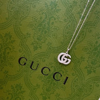 Gucci Interlocking G Pavé Pendant Necklace