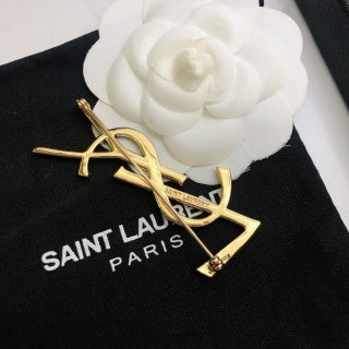 YSL Crystal Contrast Monogram Brooch