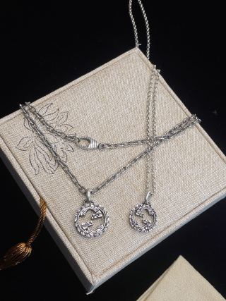 Gucci Interlocking G Crystal Circle Pendant Necklace