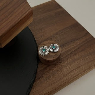 Gucci GG Floral Turquoise Accent Stud Earrings