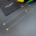 YSL Heart Charm Layered Chain Necklace