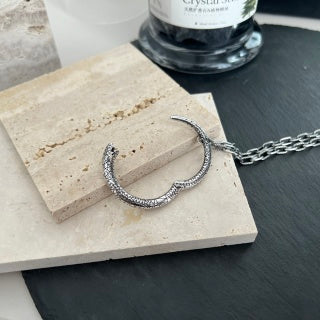 Gucci GG Oval Pendant Silver Long Chain Necklace