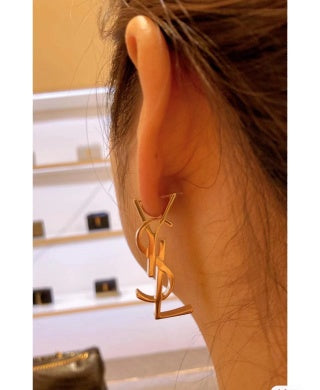 YSL Vertical Monogram Statement Earrings