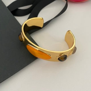 YSL Amber Stone Gold Cuff Bracelet