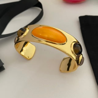 YSL Amber Stone Gold Cuff Bracelet