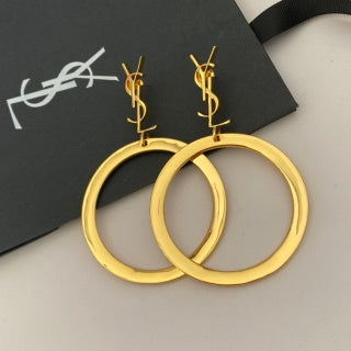 YSL Golden Cassandre Circle Drop Earrings