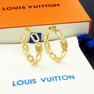 Louis Vuitton Chain Link Hoop Stud Earrings