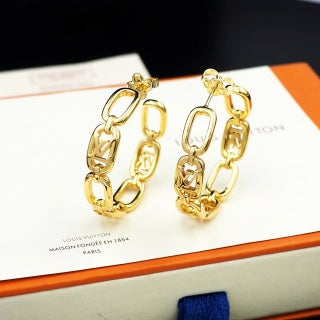 Louis Vuitton Chain Link Hoop Stud Earrings
