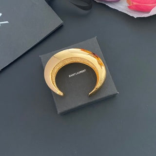YSL Double Curve Gold Layered Cuff Bracelet