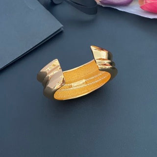 YSL Double Curve Gold Layered Cuff Bracelet