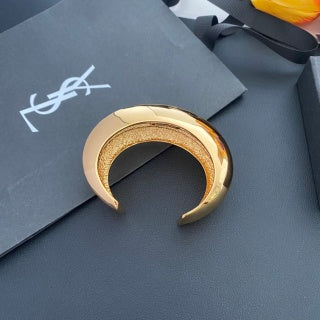 YSL Double Curve Gold Layered Cuff Bracelet