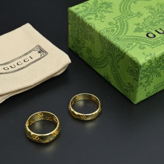 Gucci Interlocking G Engraved Wide Band Ring