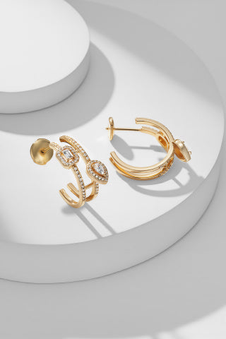 Messika Move High Jewelry Diamond Hoop Stud Earrings