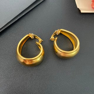 YSL Rounded Gold Sculptural Clip-On Hoops