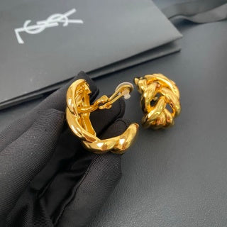 YSL Interwoven Gold Wave Clip-On Earrings