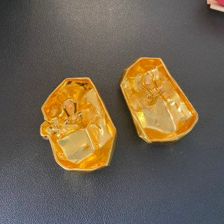 YSL Raw Gold Sculptural Block Clip-On Earrings