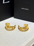 YSL Curved Gold Cuff Hoop Earrings