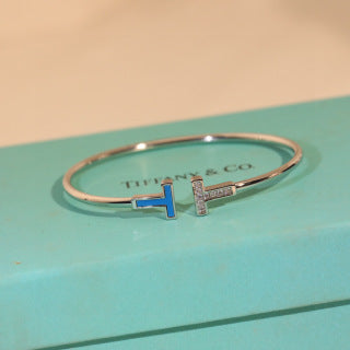Tiffany T Enamel Diamond Wire Bracelet – Modern Luxury Jewelry
