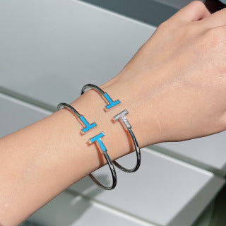 Tiffany T Enamel Diamond Wire Bracelet – Modern Luxury Jewelry