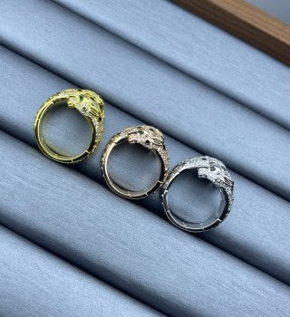 Cartier Wide Double-Panthère Ring with Full Diamonds and Lacquer