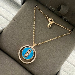 Messika Lucky Move Blue Medallion Diamond Necklace