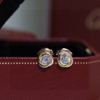 Cartier Elvienne Halo Circle Diamond Stud Earrings