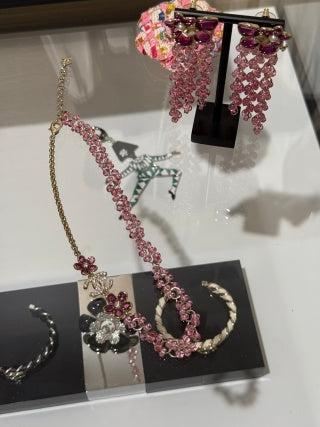 CHANEL Rosy Blossom CC Floral Statement Necklace