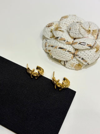 Chanel Gold Quilted Semi-Circular Earrings