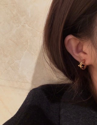 Chanel Gold Quilted Semi-Circular Earrings