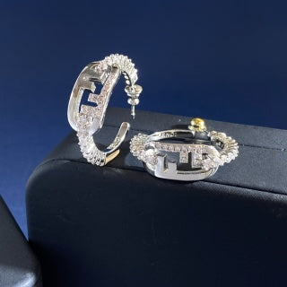 Fendi Celestia FF Pavé Hoop Earrings