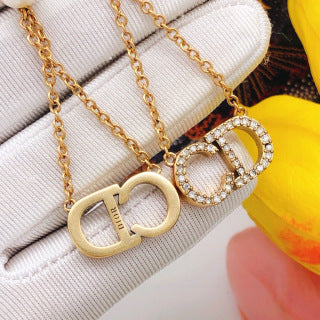 Dior Crystal CD Chain Drop Stud Earrings
