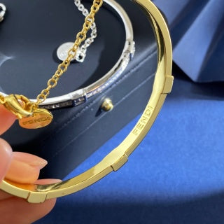 Fendi Arlina FF Crystal Line Cuff Bracelet
