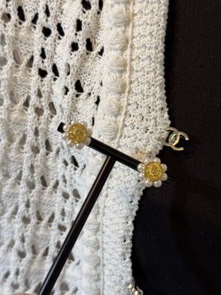 CHANEL Pearl Bloom Medallion CC Stud Earrings