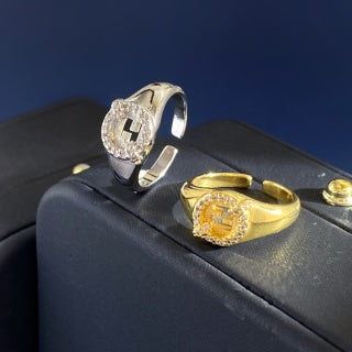Fendi Celestia FF Pavé Oval Statement Ring