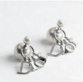 Dior J'Adior Pearl Crystal Logo Stud Earrings