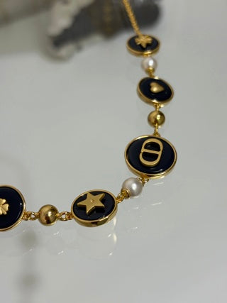 Dior Oblique Star Medallion Pearl Necklace