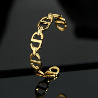 Dior CD Link Chain Gold Cuff Bracelet