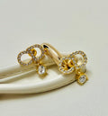 Dior CD Crystal Ribbon Drop Stud Earrings