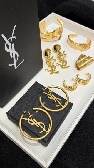 YSL Monogram Arc Hoop Earrings